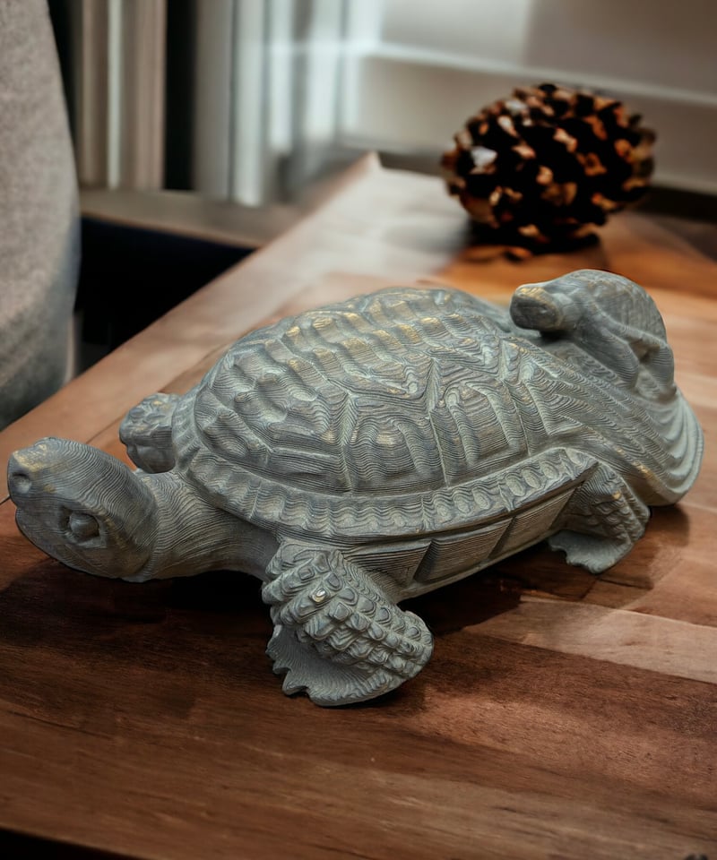 木彫り 亀 親子 置物 縁起物 風水 オブジェ 木製 骨董品 | HORIDASHI市