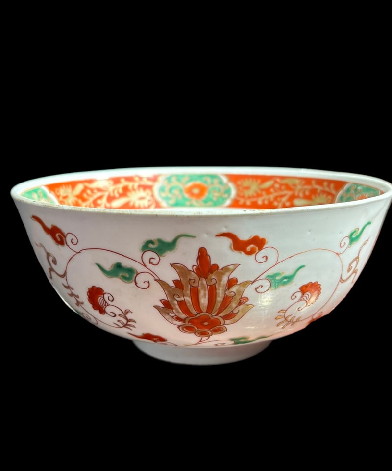 色絵 大鉢 [馬 雲 紋 花柄] 盛り皿 飾り皿 大皿 大深鉢 中華風 和食器