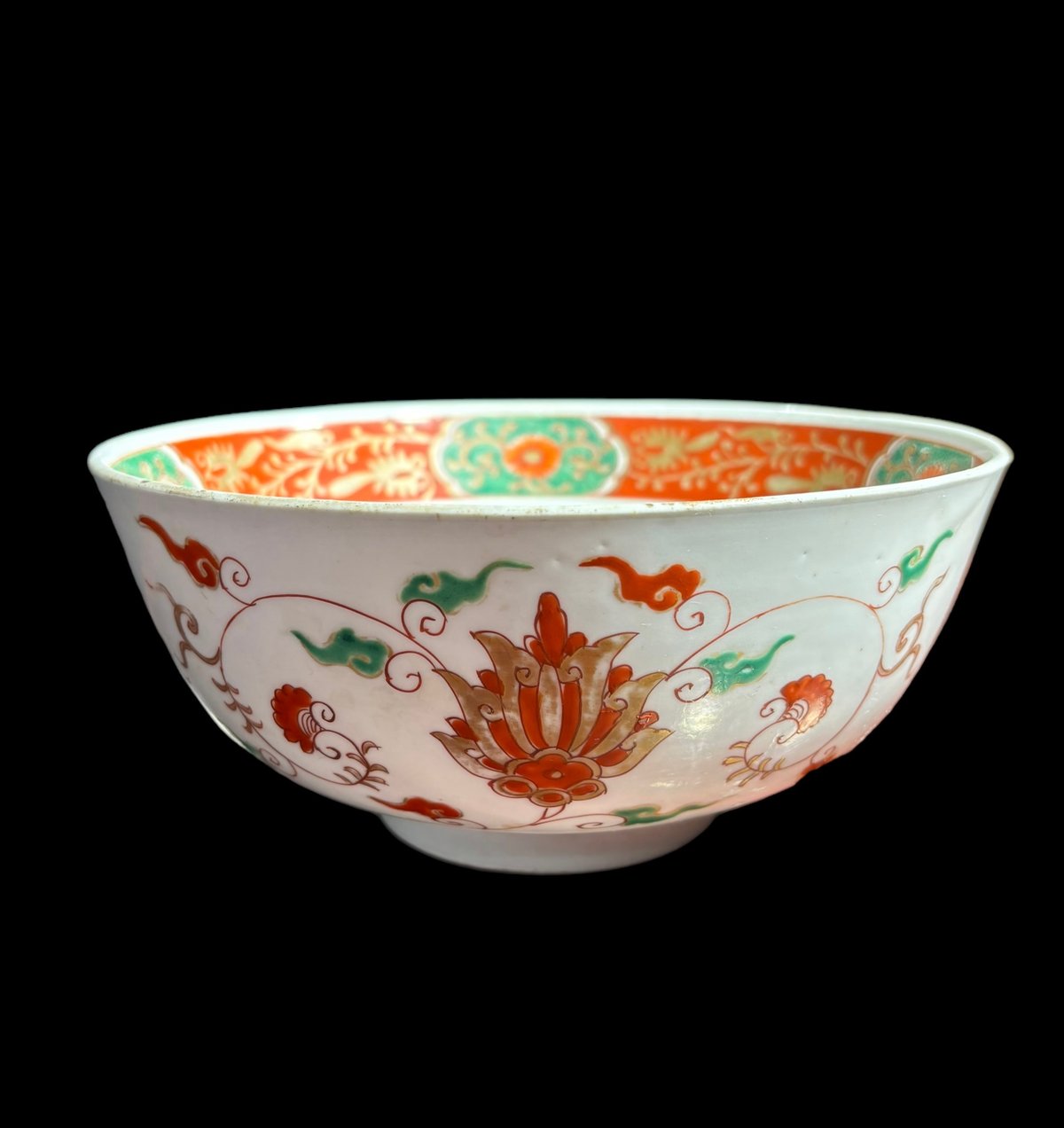 色絵 大鉢 [馬 雲 紋 花柄] 盛り皿 飾り皿 大皿 大深鉢 中華風 和食器