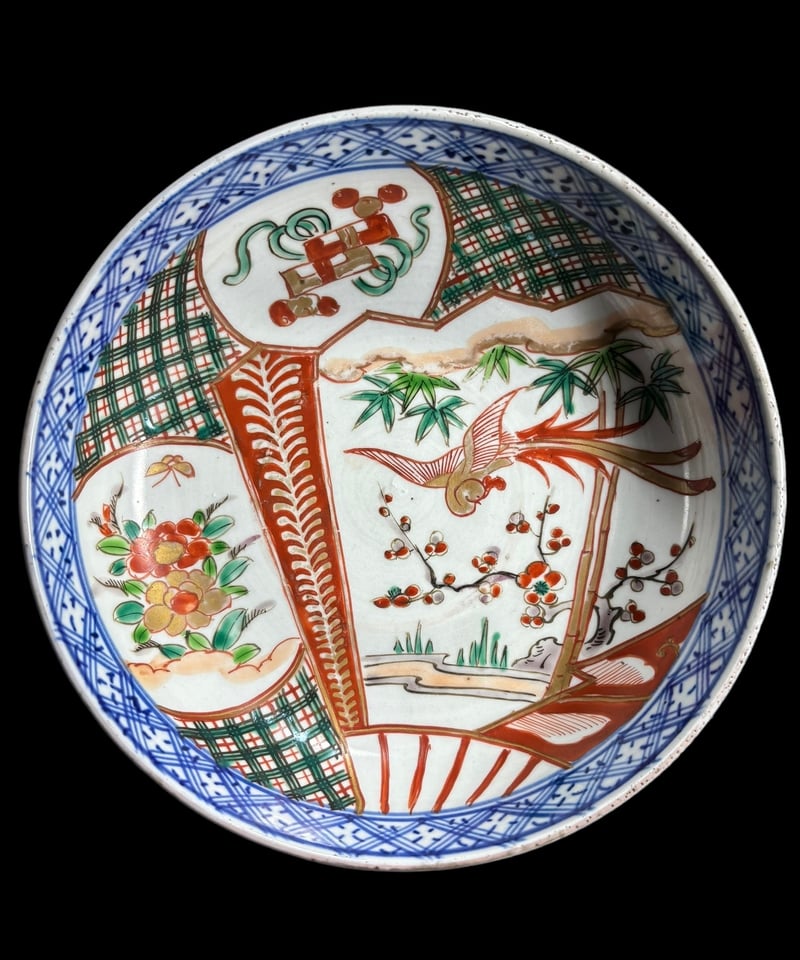 古伊万里 大鉢 [松竹梅鳳凰文] 色絵 鉢 丸皿 取り皿 飾り皿 和食器