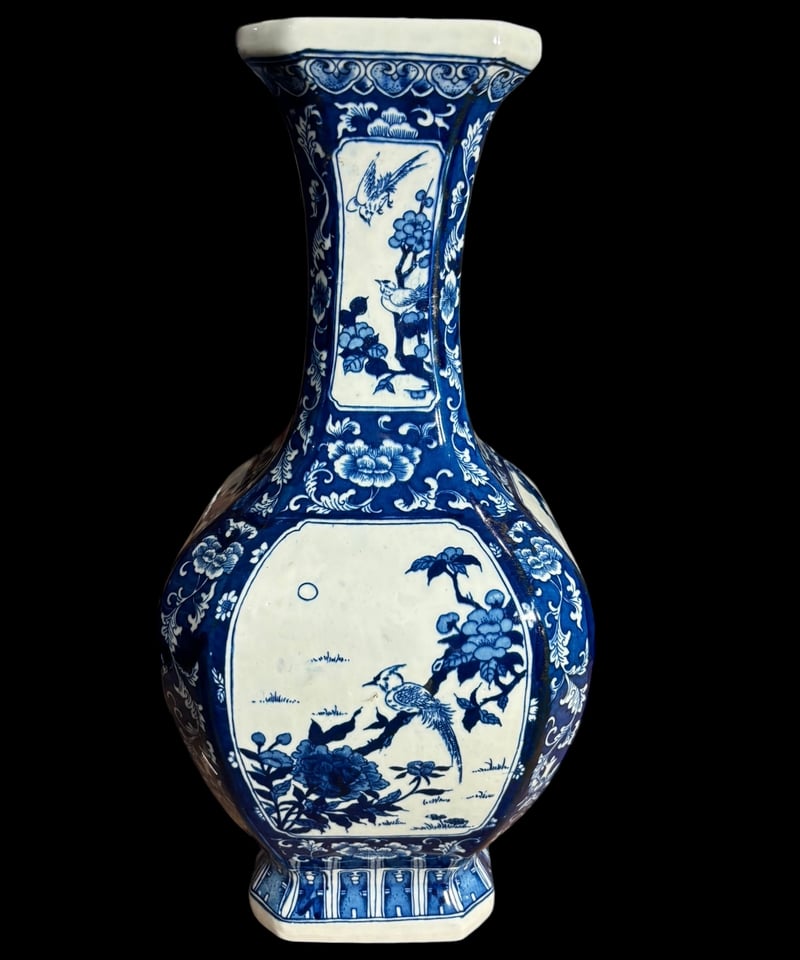 壺 青白磁 中国雑貨 染付 フラワーベース 花瓶 花入れ 花器 陶器