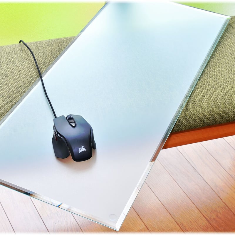 サラサラ質感・ゲーミングガラスマウスパッド【350㎜×500㎜×5㎜厚