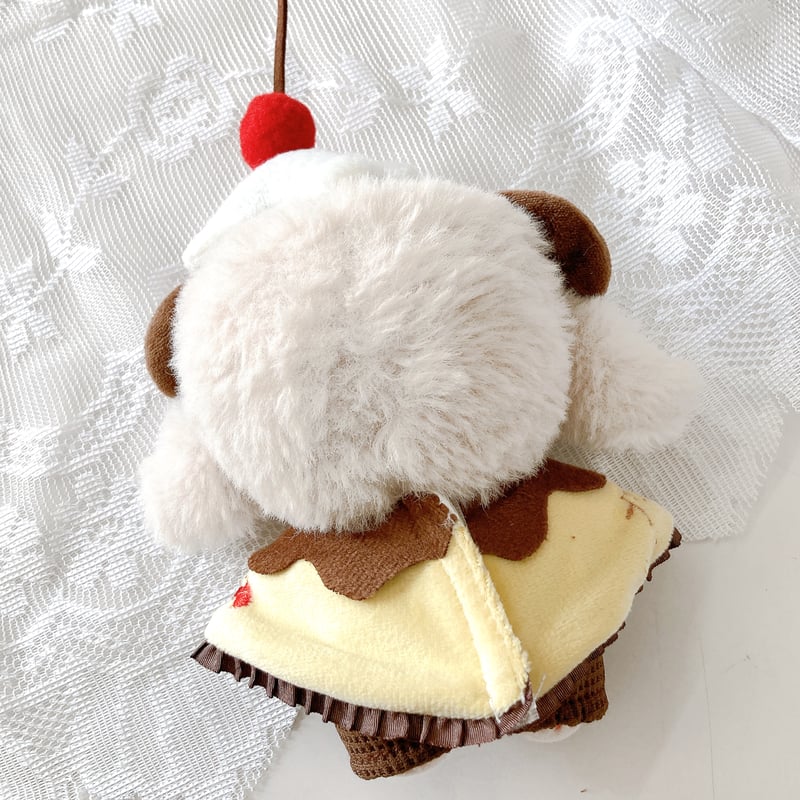 ぬい服】プリン衣装(ポンチョ&ヘッドドレス&パンツセット) 10cm