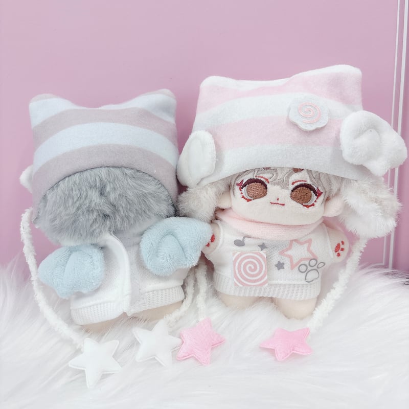 ぬい服 猫耳ニット帽&羽付きスウェットセット 10cm用【推し活グッズ