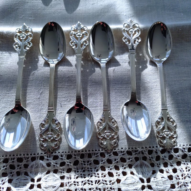 Norwayノルウェーシルバー830VikingRoseのコーヒー/モカスプーン6本