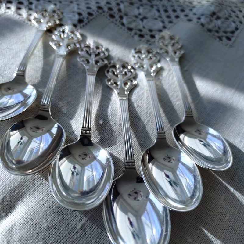 Norwayノルウェーシルバー830VikingRoseのコーヒー/モカスプーン6本