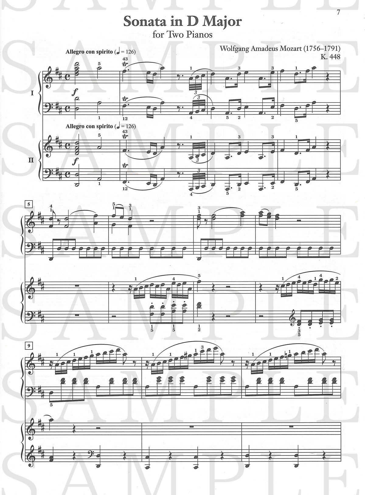 44313】モーツァルト：2台のピアノのためのソナタ ニ長調 K. 448