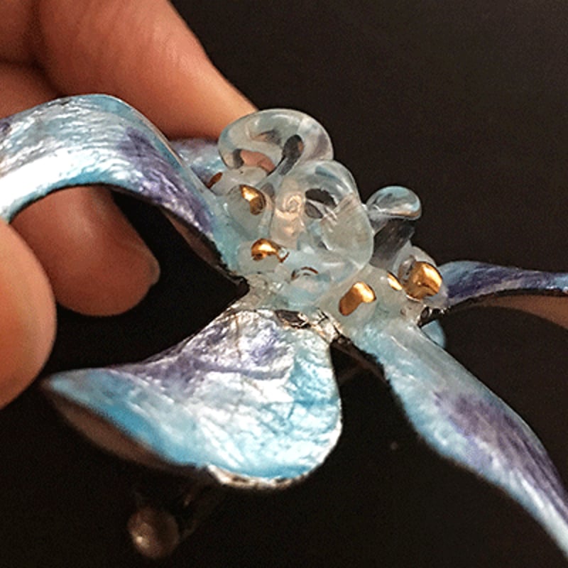 エマイユ 青い花のヴィンテージブローチ/フランス | 『スワロー商會