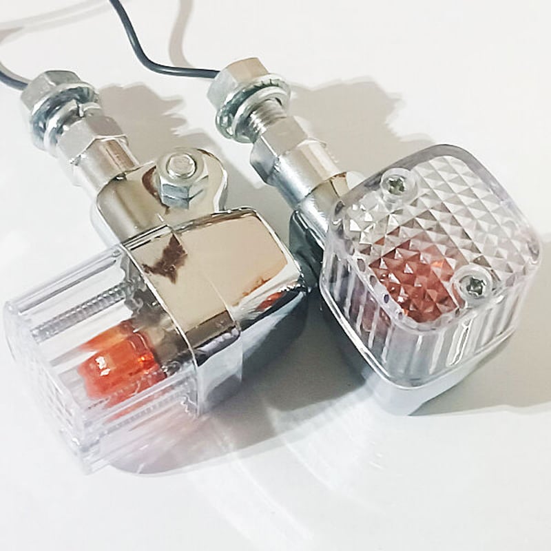 角型 メッキ クリスタル ヨーロピアン ウインカー クリアレンズ 2個