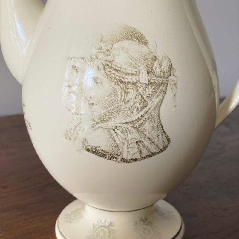 Creil クレイユ ファイアンスフィーヌ グリザイユ カフェティエール