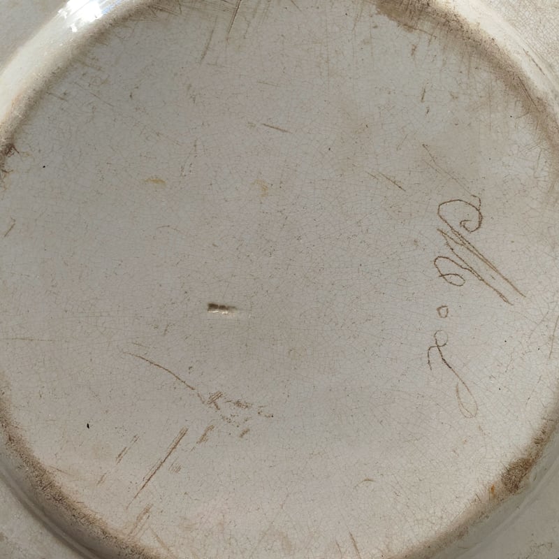 モントローMontereau オクトゴナル皿 グリザイユ アンティーク b