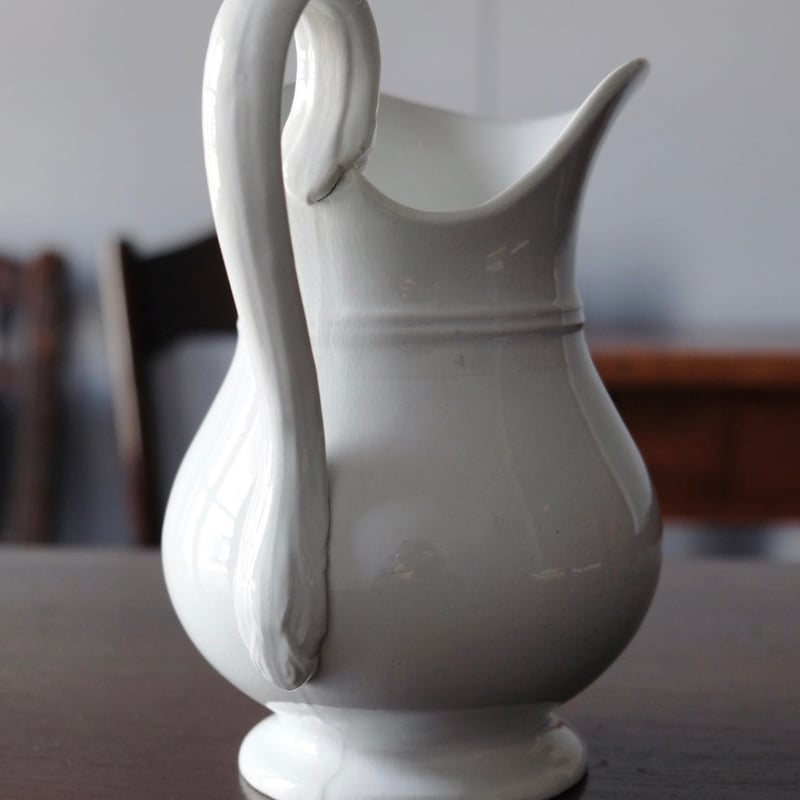 Gien 白 ピシェ h21.5cm フランス アンティーク 0501716 | jinen_