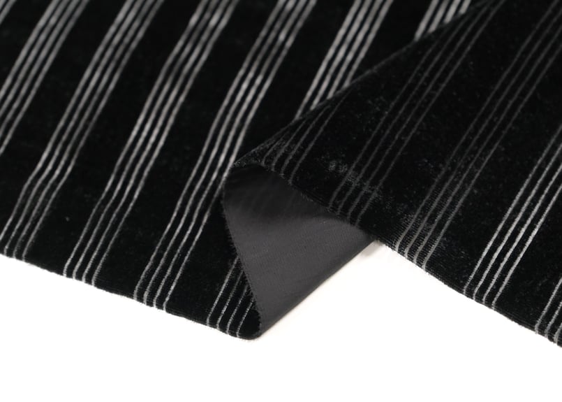 ジョーゼットベルベット ストライプ柄（ブラック）112cm幅