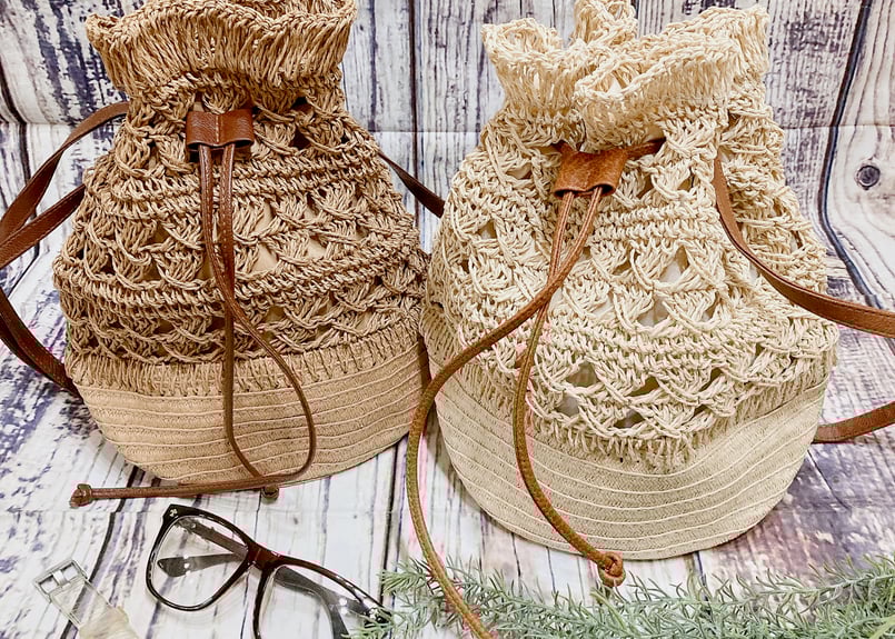 カゴバッグ カゴバック ショルダーバッグ 巾着 ストローバッグ | Aloha