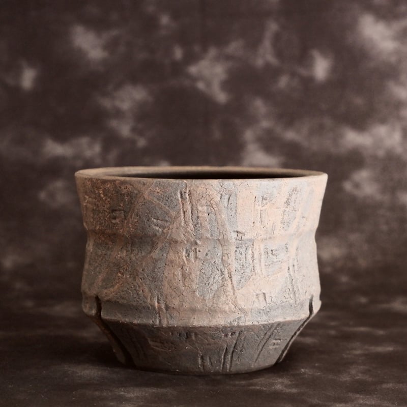 沼野秀章 作品 【 black wrap 】 3.5号 笠間焼 植木鉢 ［ No.3 ］ |