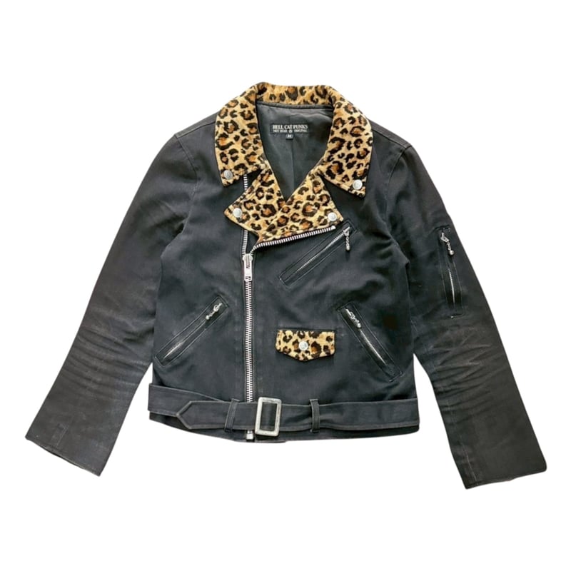 HELL CAT PUNKS レオパード柄切り替えライダースジャケット | サントニ