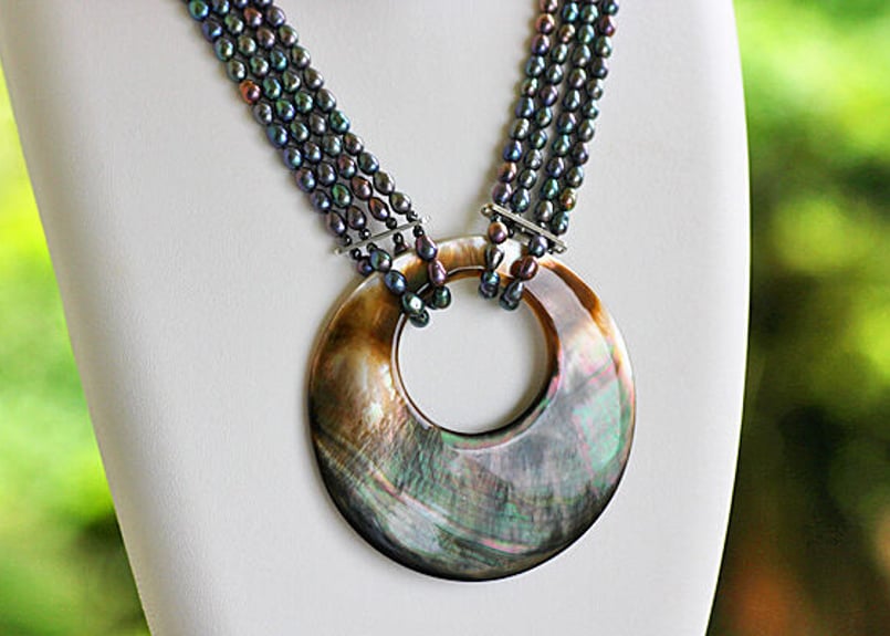 黒蝶貝ネックレス NN-8 | 貝工房 かざはな