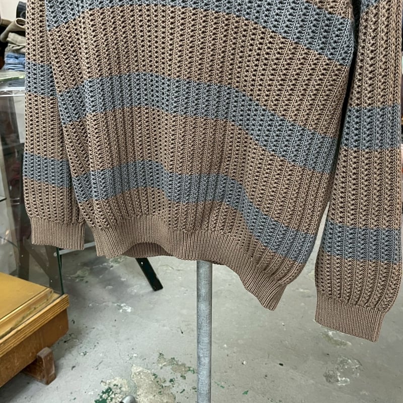 Supreme LOOSE GAUGE STRIPE SMALL SWEATER KHAKI