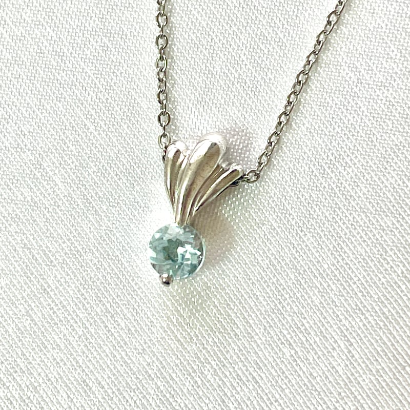 3月の誕生石】アクアマリン ネックレス｜Silver925トップ×サージカル