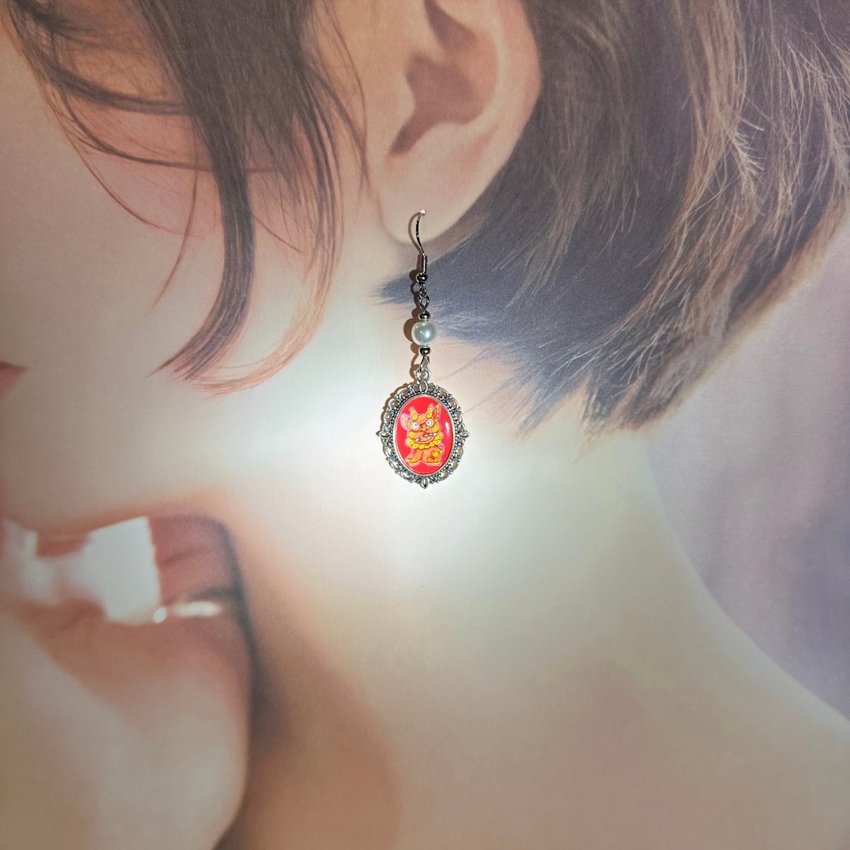 沖縄シリーズ 現代画家ザビちゃんコラボ《シーサー》ピアス