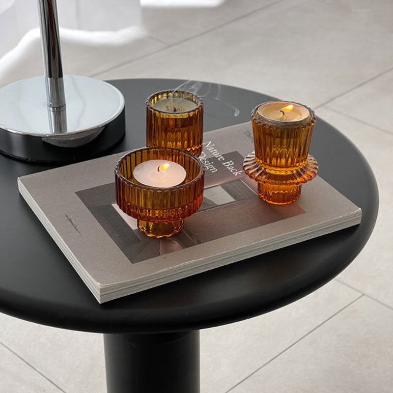 candle-03088 琥珀色 ガラス キャンドルホルダー | ART OF BLACK