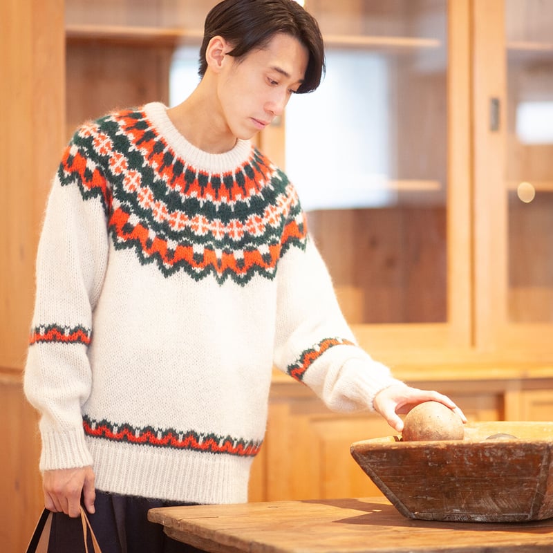 BATONER × VINCENT｜''Mohair nordic crew neck kni