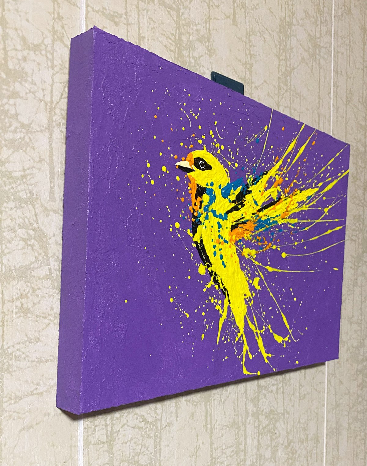 黄色い鳥」/ acrylic on panel | 佐藤雄一 Art Shop