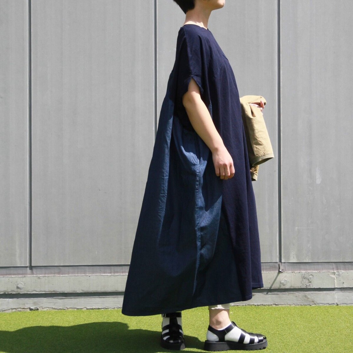 インディゴ染めデニムドッキングワンピース | Blue rough STORE
