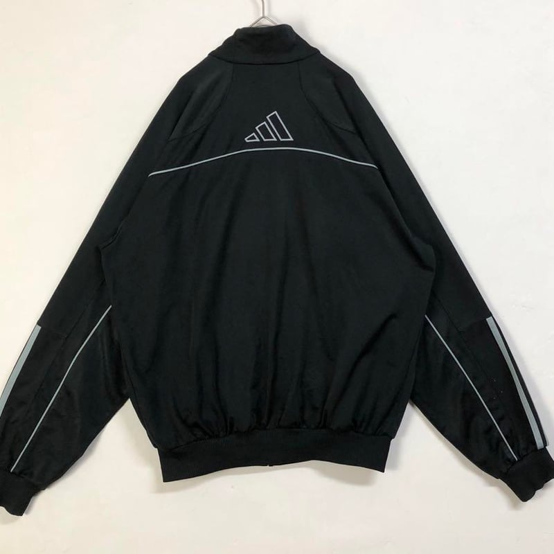 アディダス 刺繍 ロゴ 袖ライン トラックジャケット ジャージ 黒