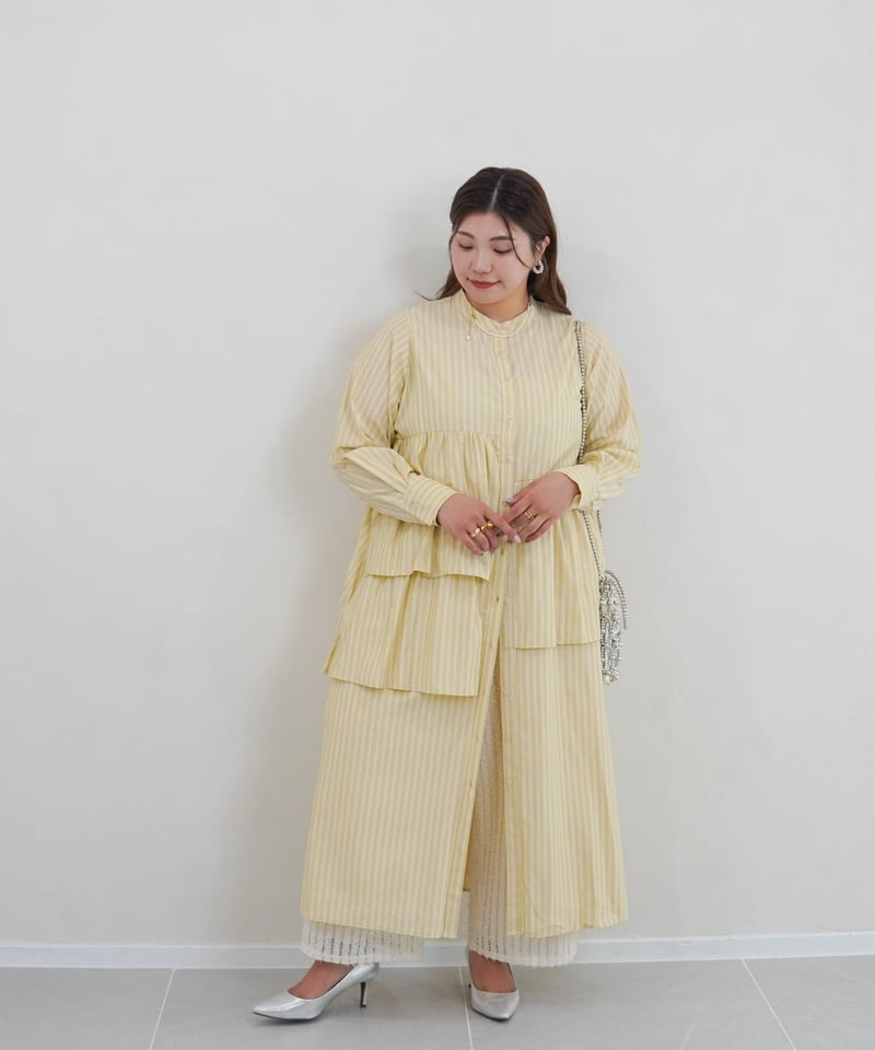 asymmetry shirt one-piece | イエロー | MI AND MOU