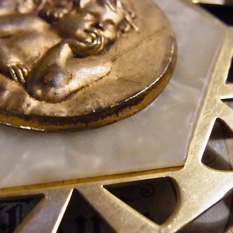 フランス アンティーク 大きな メダイヨン 天使 ケルビム アール・デコ