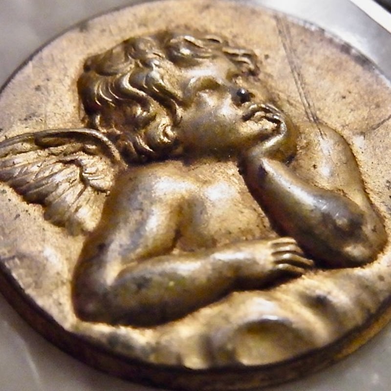 フランス アンティーク 大きな メダイヨン 天使 ケルビム アール・デコ