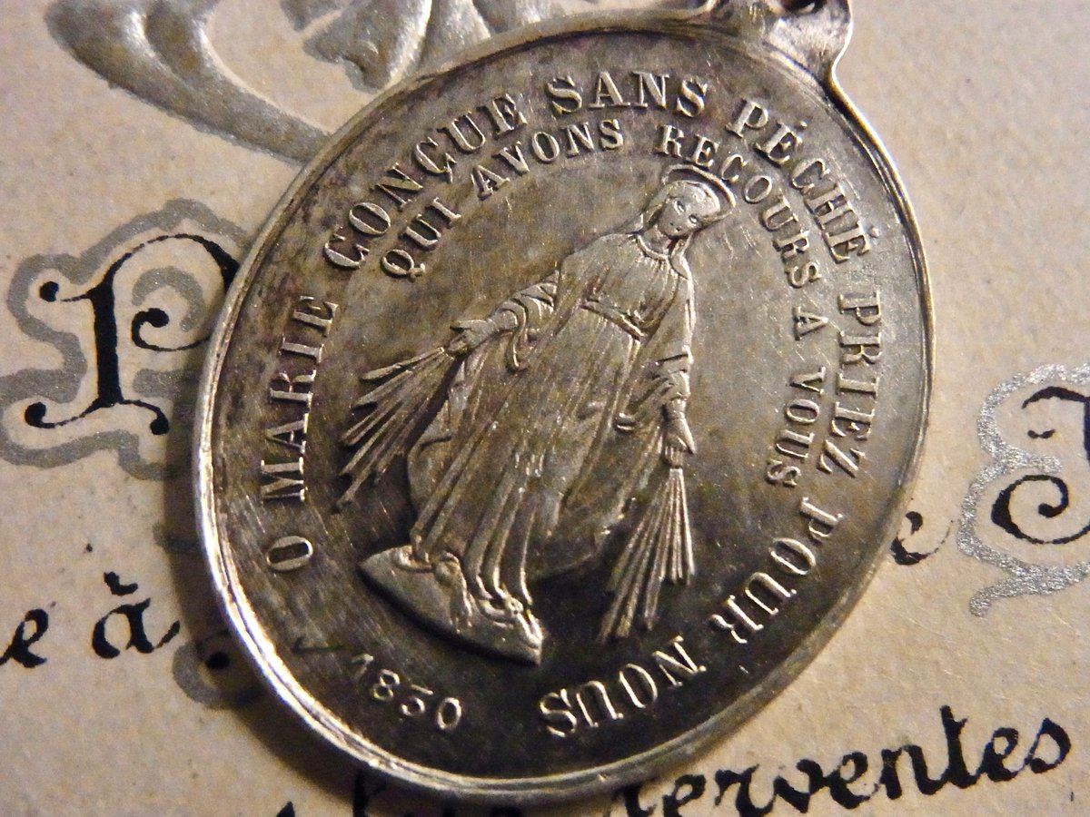 フランス アンティーク 不思議のメダイ 無原罪の御宿り 聖母マリア