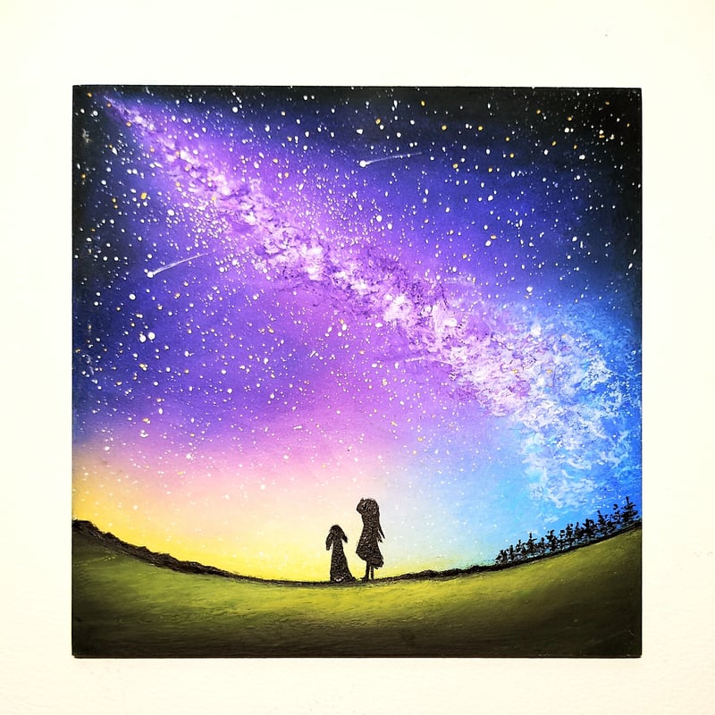 君が君であるために・・壮大な夜空の下で 【原画】オイルパステル