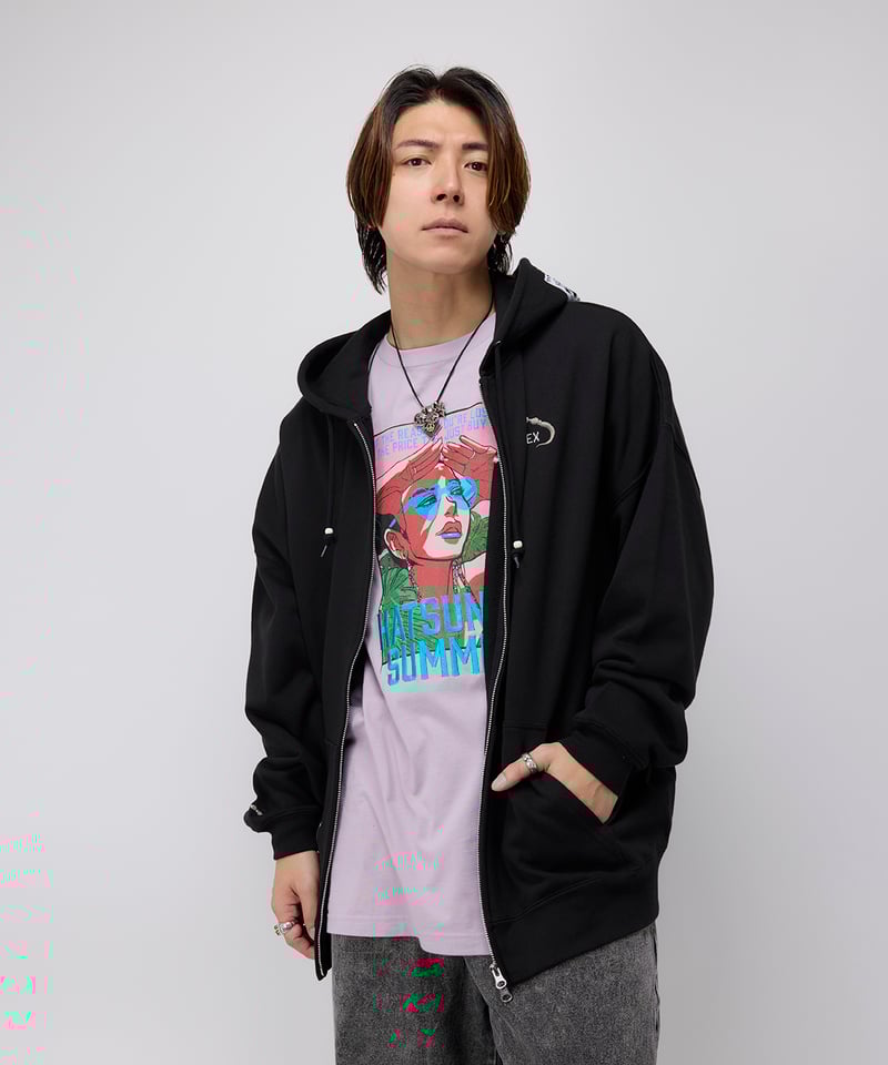 Hatsunex “MITERU” Zip upパーカー（モノクロブラック） | HATSUN