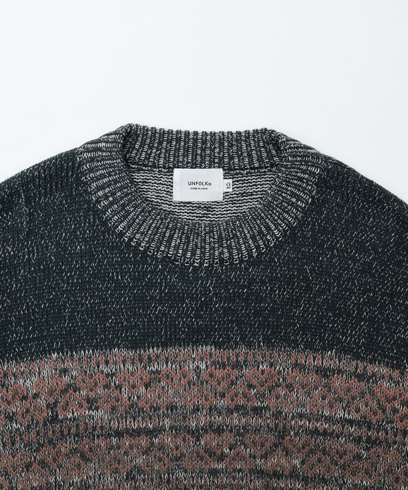 68 Fair isle pattern jacquard knit (Green) |