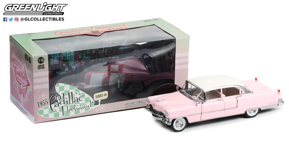 1:18 1955 Cadillac Fleetwood Series 60 (Pink w/White Roof), Elvis