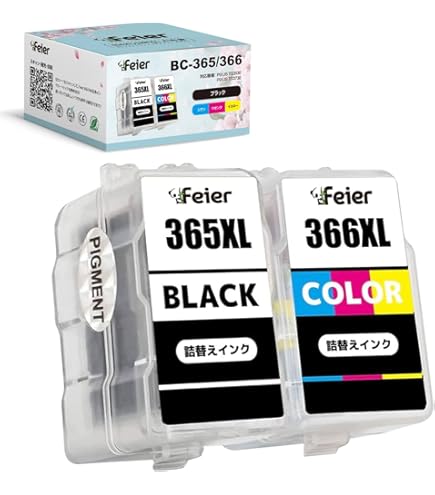 Amazon.co.jp: BC-365XL 顔料ブラック BC-366XL 染料カラー 詰め替え