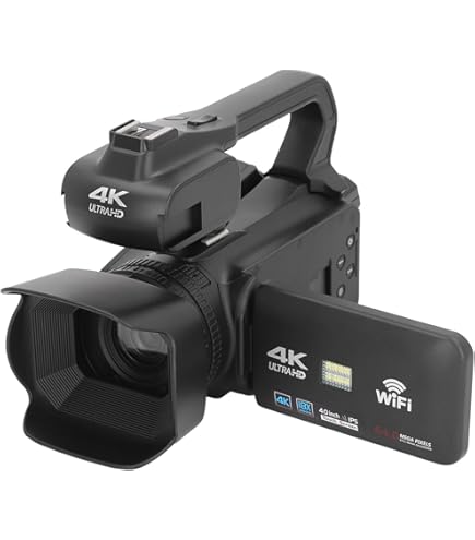 Amazon | ビデオカメラ 4K 64MP 18x デジタル ズーム ビデオ カメラ、4