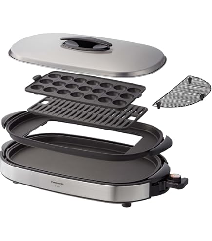 Amazon | パナソニック ホットプレート 2枚タイプ 平面+焼肉 シルバー