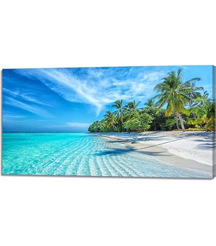 Amazon.co.jp: アートパネル ポスター 海の景色 絵画 現代 青空 白雲