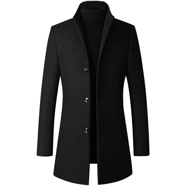 Amazon.com: Qolkmuiy-GJ Men's Gentle Band Collar Pea Coats Solid