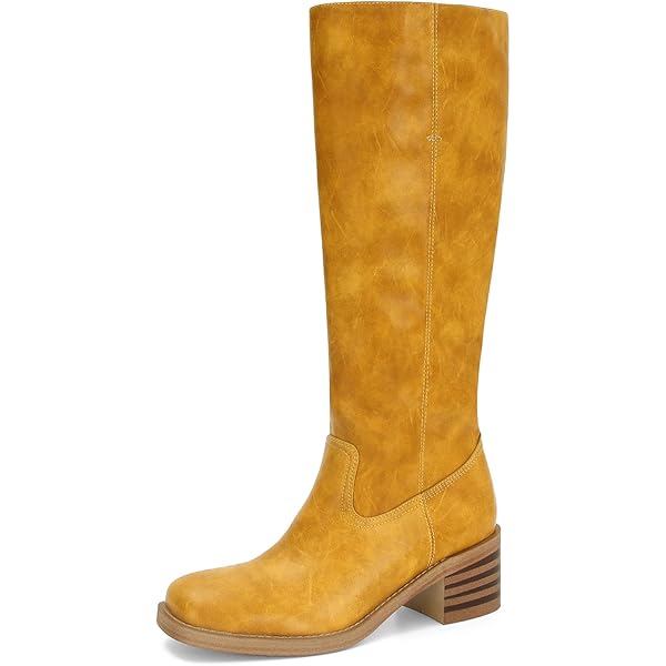 Amazon.com | Forever Womens Almond Toe Chunky Heel Knee High