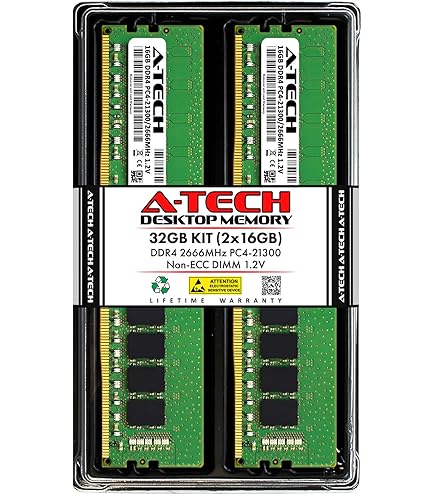 A-Tech 32GB (2x16GB) DDR4 2666MHz PC4-21300 (PC4-2666V) CL19
