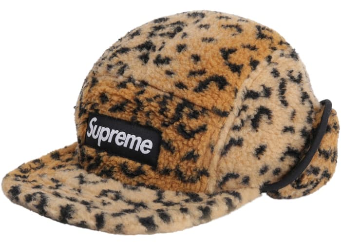 Supreme Leopard Polar Fleece Earflap Camp Cap Gold