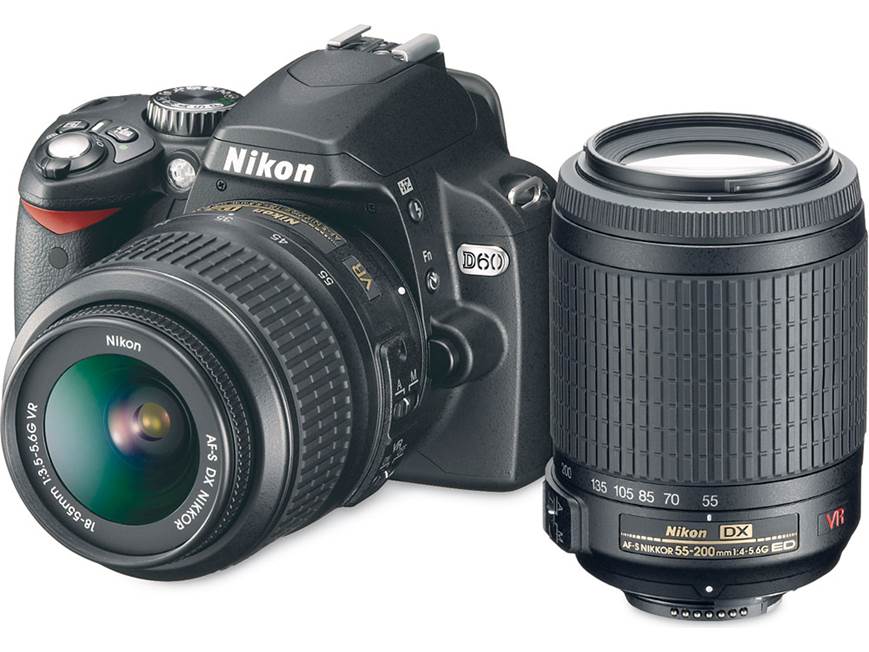 Nikon D60 2-Lens Kit 10.2-megapixel digital SLR camera with 18