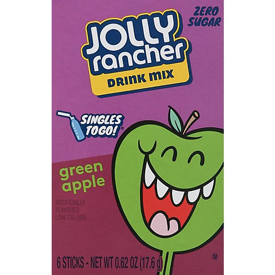 Jolly Rancher Drink Mix Singles To Go Sugar Free Green Apple 6