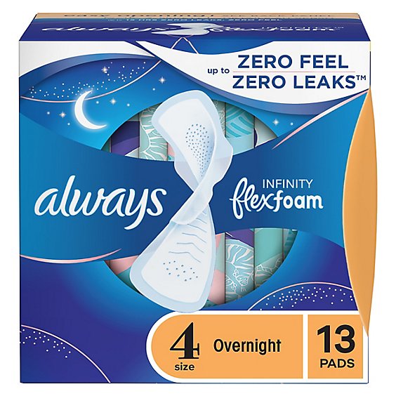 Always Infinity Pads FlexFoam Size 4 Overnight Absorbency