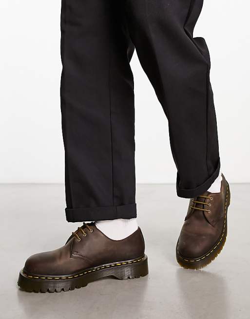 Dr Martens 1461 bex 3 eye shoes in dark brown | ASOS