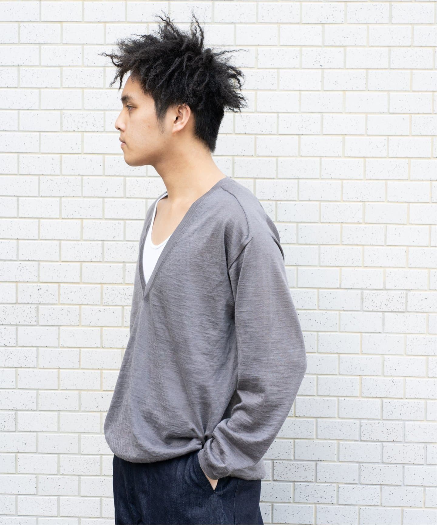 BATONER / バトナー】別注 Ramie V Neck Knit（ニット／セーター）｜L